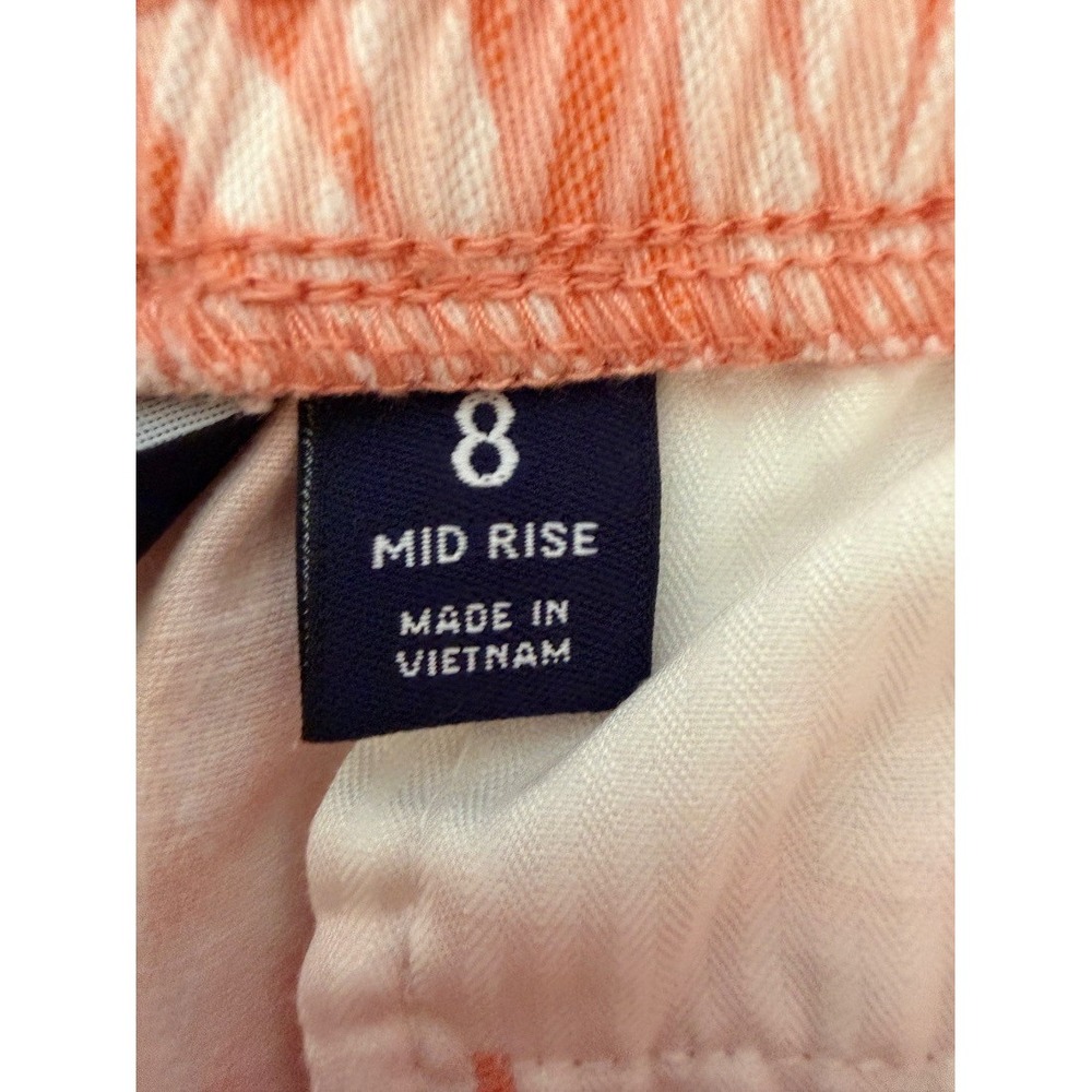 Lands End Womens Shorts Size 8 Coral Pink Tropical Leaf Print Mid Rise Cotton - Picture 5 of 15